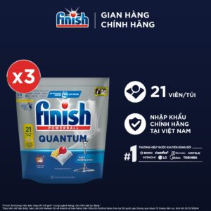 Combo 03 túi Viên Rửa Chén Bát Finish Powerball Quantum 21 viên