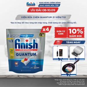 Combo 4 túi Viên Rửa Chén Bát Finish Powerball Quantum 21 viên